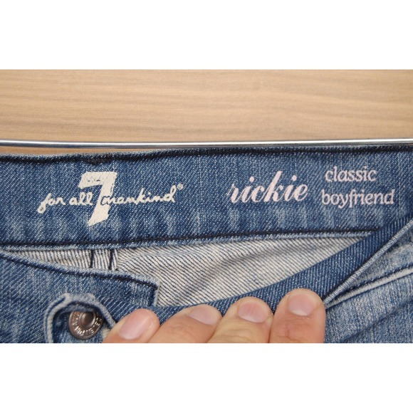 7 For All Mankind Jeans Womens 29 Rickie Boyfriend Distressed Ripped Made USA - Picture 6 of 16